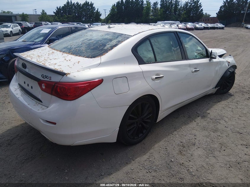 2015 Infiniti Q50 VIN JN1BV7AR3FM423093 IAAI salvage auction — RIGHT FRONT, Salvage (Rhode Island), sold $850 on 2026-07-14 (photo 4)