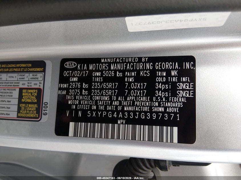 2018 Kia Sorento VIN 5XYPG4A33JG397371 IAAI salvage auction — RIGHT SIDE, Salvage (Illinois), sold $25 on 2026-07-22 (photo 9)