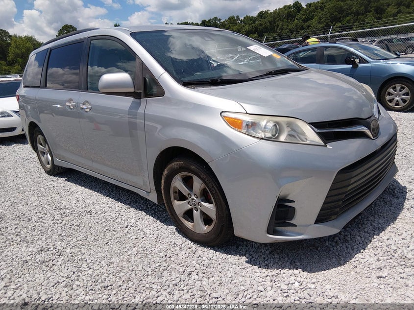 2020 Toyota Sienna VIN 5TDKZ3DC5LS038457 IAAI salvage auction — LEFT FRONT, Salvage (Alabama), sold $4,925 on 2026-07-23 (photo 1)