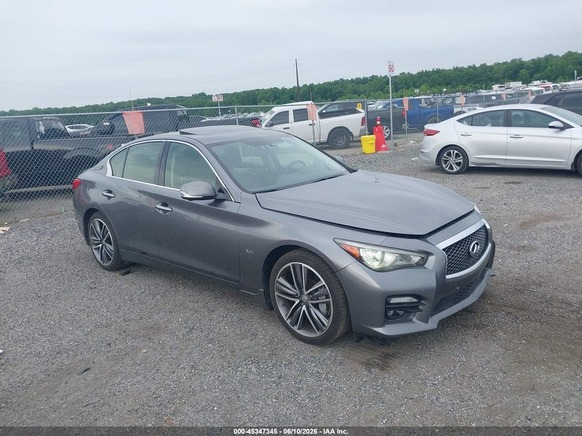 2016 Infiniti Q50 VIN JN1EV7AR4GM346703 IAAI salvage auction — LEFT FRONT, Clear (Delaware), sold $2,000 on 2026-07-06 (photo 1)