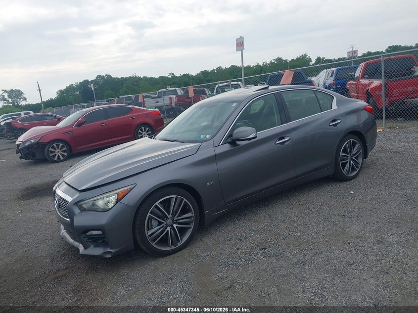 2016 Infiniti Q50 VIN JN1EV7AR4GM346703 IAAI salvage auction — LEFT FRONT, Clear (Delaware), sold $2,000 on 2026-07-06 (photo 2)