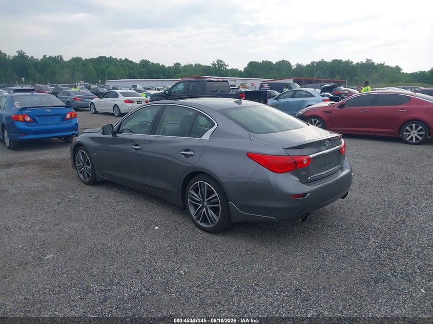 2016 Infiniti Q50 VIN JN1EV7AR4GM346703 IAAI salvage auction — LEFT FRONT, Clear (Delaware), sold $2,000 on 2026-07-06 (photo 3)