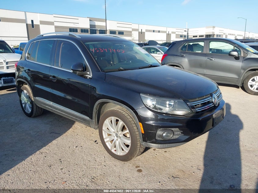 2014 Volkswagen Tiguan VIN WVGAV3AX2EW569614 IAAI salvage auction — WATER/FLOOD, Salvage (Texas), sold $500 on 2026-07-28 (photo 1)