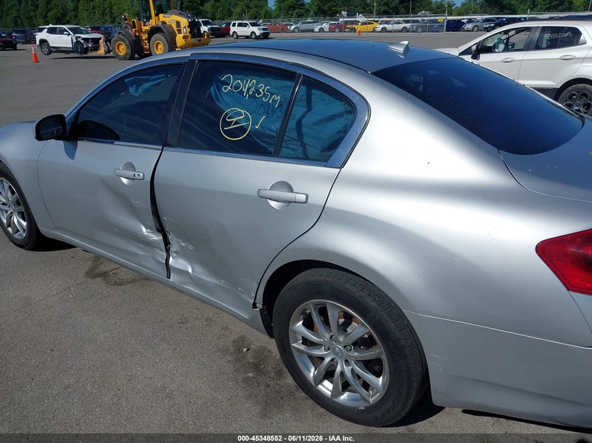 2007 Infiniti G VIN JNKBV61F17M818466 IAAI salvage auction — SIDE, Clear (Indiana), sold $400 on 2026-07-10 (photo 6)