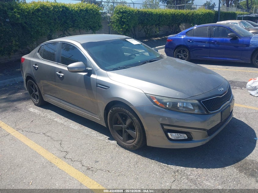 2015 Kia Optima VIN 5XXGM4A72FG453873 IAAI salvage auction — THEFT, Salvage (California), sold $1,500 on 2026-07-14 (photo 1)