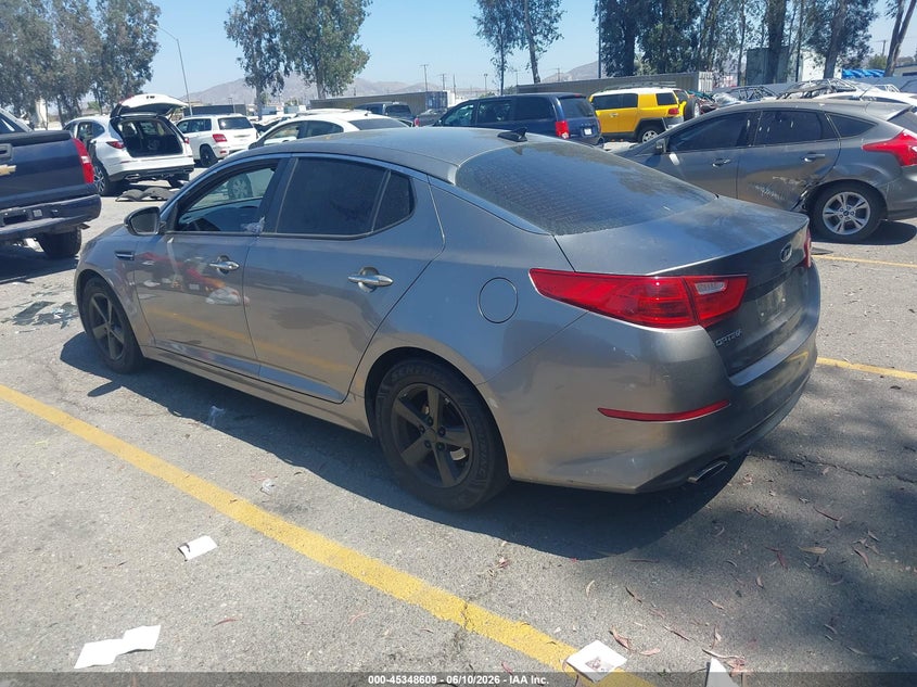 2015 Kia Optima VIN 5XXGM4A72FG453873 IAAI salvage auction — THEFT, Salvage (California), sold $1,500 on 2026-07-14 (photo 3)