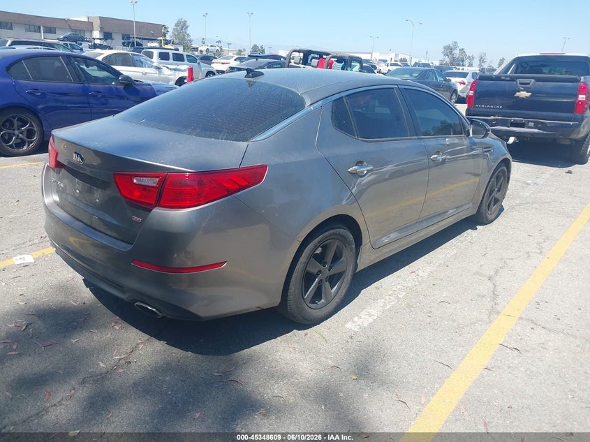 2015 Kia Optima VIN 5XXGM4A72FG453873 IAAI salvage auction — THEFT, Salvage (California), sold $1,500 on 2026-07-14 (photo 4)
