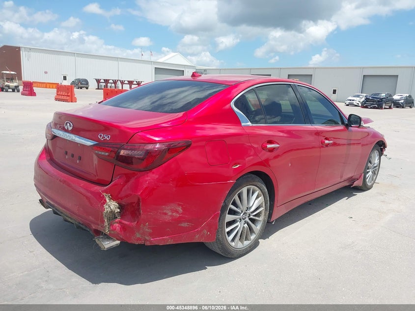 2021 Infiniti Q50 VIN JN1EV7BP3MM701370 IAAI salvage auction — FRONT & REAR, Salvage Title, sold $1,200 on 2026-09-02 (photo 4)