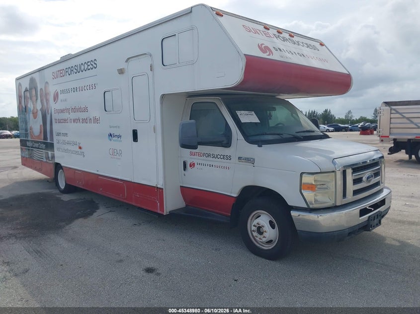 2010 Ford E-450 VIN 1FDXE4FS1ADA61850 IAAI salvage auction — LEFT REAR, Clear (Florida), sold $4,000 on 2026-07-09 (photo 1)