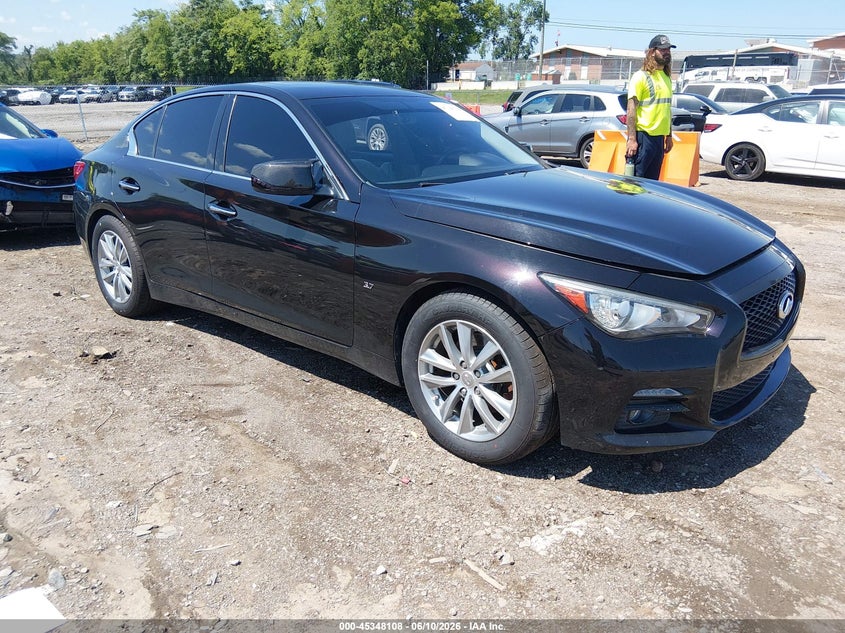 2015 Infiniti Q50 VIN JN1BV7AR9FM418402 IAAI salvage auction — LEFT SIDE, Salvage Title, sold $3,350 on 2026-07-16 (photo 1)