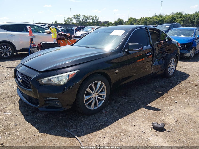 2015 Infiniti Q50 VIN JN1BV7AR9FM418402 IAAI salvage auction — LEFT SIDE, Salvage Title, sold $3,350 on 2026-07-16 (photo 2)