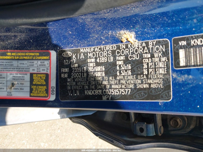 2018 Kia Niro VIN KNDCB3LC0J5157577 IAAI salvage auction — FRONT END, Salvage Title, sold $900 on 2026-07-31 (photo 9)