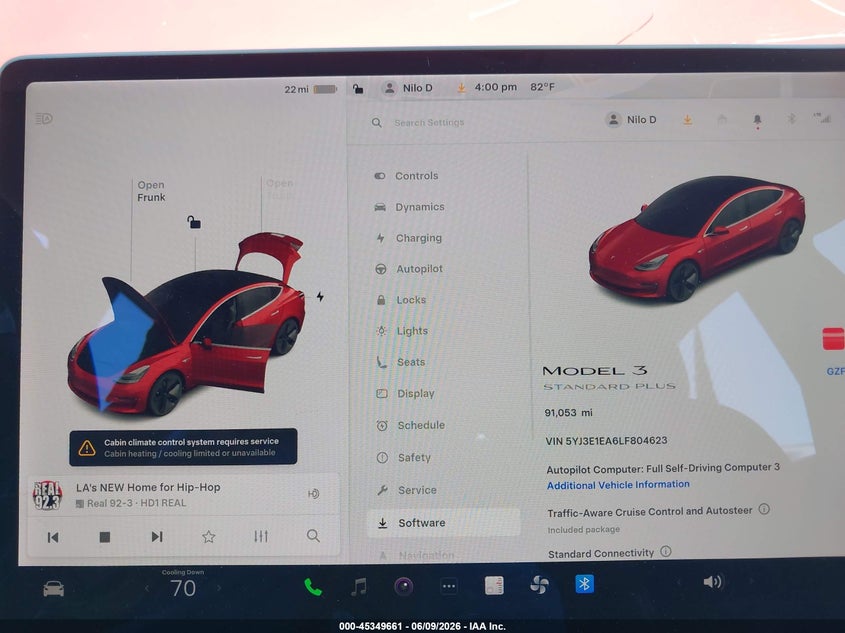 2020 Tesla Model 3 VIN 5YJ3E1EA6LF804623 IAAI salvage auction — FRONT & REAR, Salvage Title, sold $3,050 on 2026-07-30 (photo 7)