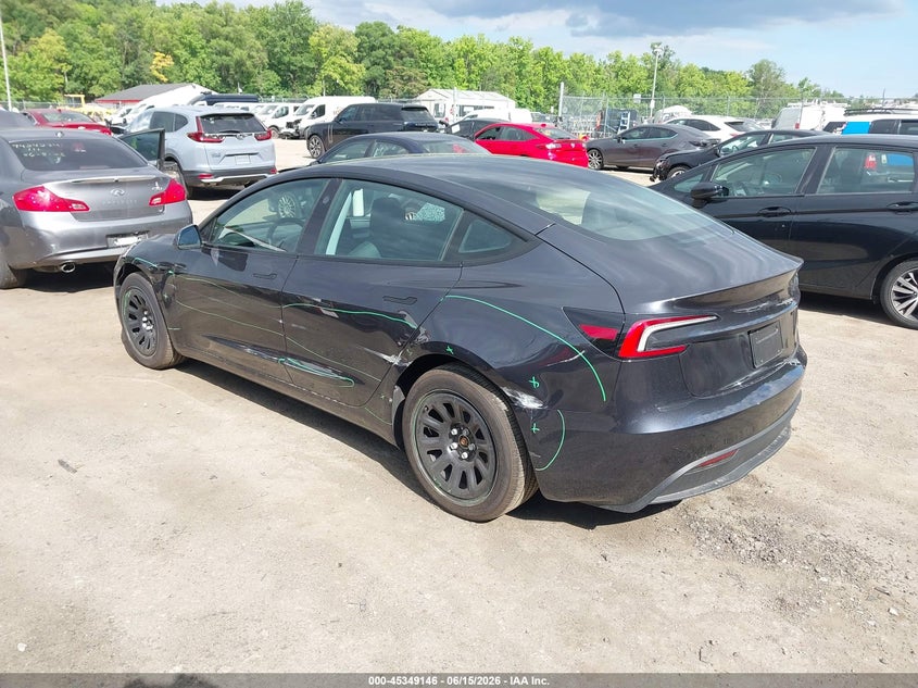 2026 Tesla Model 3 VIN 5YJ3E1EA5TF148186 IAAI salvage auction — RIGHT SIDE, Salvage - Greater Than 75% (Maryland), sold $12,000 on 2026-07-09 (photo 3)