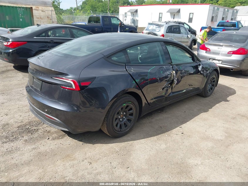 2026 Tesla Model 3 VIN 5YJ3E1EA5TF148186 IAAI salvage auction — RIGHT SIDE, Salvage - Greater Than 75% (Maryland), sold $12,000 on 2026-07-09 (photo 4)