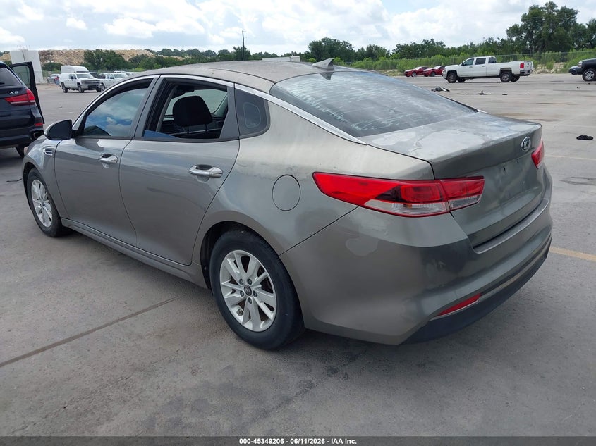 2016 Kia Optima VIN 5XXGT4L39GG033929 IAAI salvage auction — NORMAL WEAR, Original (Texas), sold $850 on 2026-07-23 (photo 3)