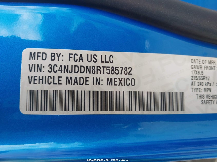 2024 Jeep Compass VIN 3C4NJDDN8RT585782 IAAI salvage auction — SIDE, Salvage (Texas), sold $25 on 2026-07-09 (photo 9)