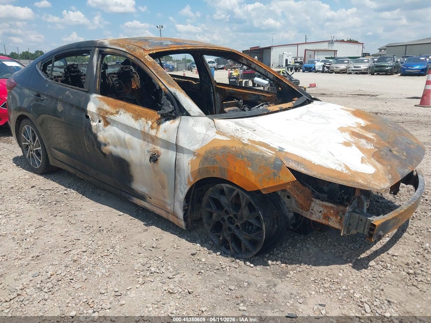 2019 Hyundai Elantra VIN KMHD84LF5KU811902 IAAI salvage auction — TOTAL BURN, Salvage Title, sold $25 on 2026-07-28 (photo 1)