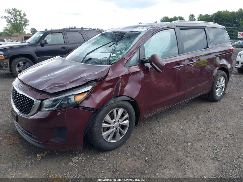 2016 Kia SEDONA VIN KNDMB5C10G6085815 IAAI salvage auction — FRONT END, Salvage Title, sold $50 on 2026-07-23 (photo 2)