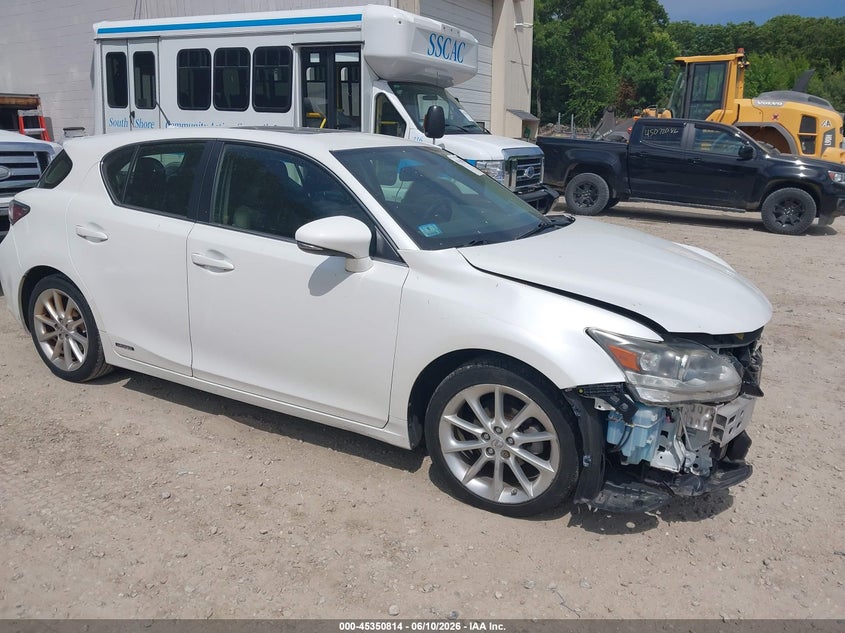 2011 Lexus Ct 200h VIN JTHKD5BH6B2044278 IAAI salvage auction — FRONT END, Salvage (Massachusetts), sold $2,150 on 2026-07-21 (photo 1)