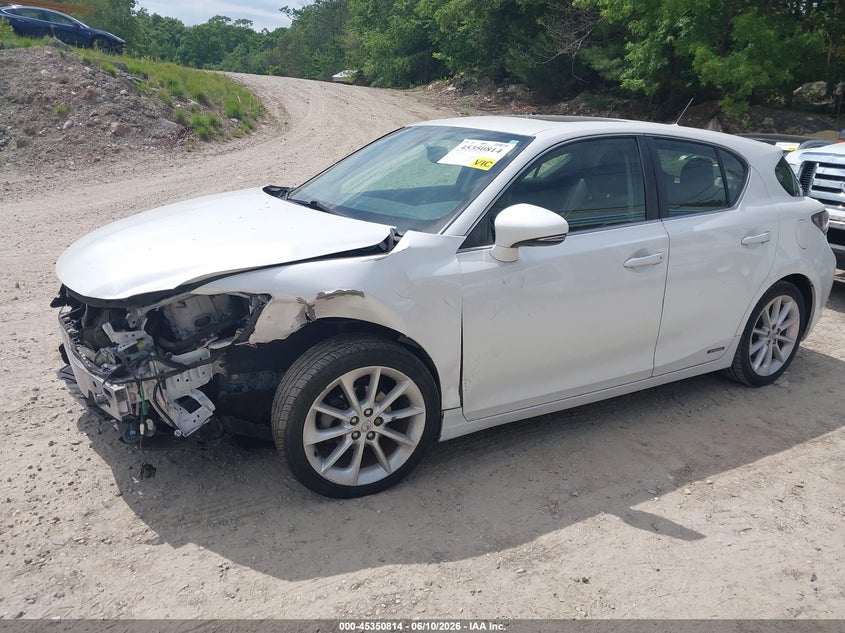 2011 Lexus Ct 200h VIN JTHKD5BH6B2044278 IAAI salvage auction — FRONT END, Salvage (Massachusetts), sold $2,150 on 2026-07-21 (photo 2)