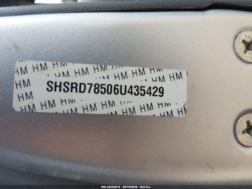 2006 Honda Cr-v VIN SHSRD78506U435429 IAAI salvage auction — FRONT END, Salvage (Vermont), sold $200 on 2026-07-09 (photo 9)