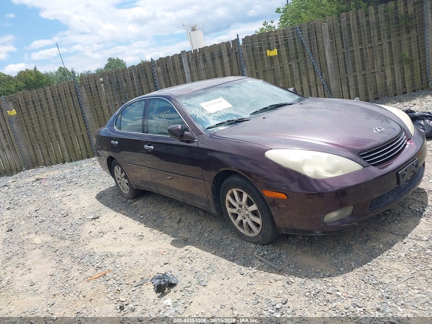 2004 Lexus Es 330 VIN JTHBA30G640002067 IAAI salvage auction — NORMAL WEAR, Clear (Maryland), sold $550 on 2026-07-27 (photo 1)