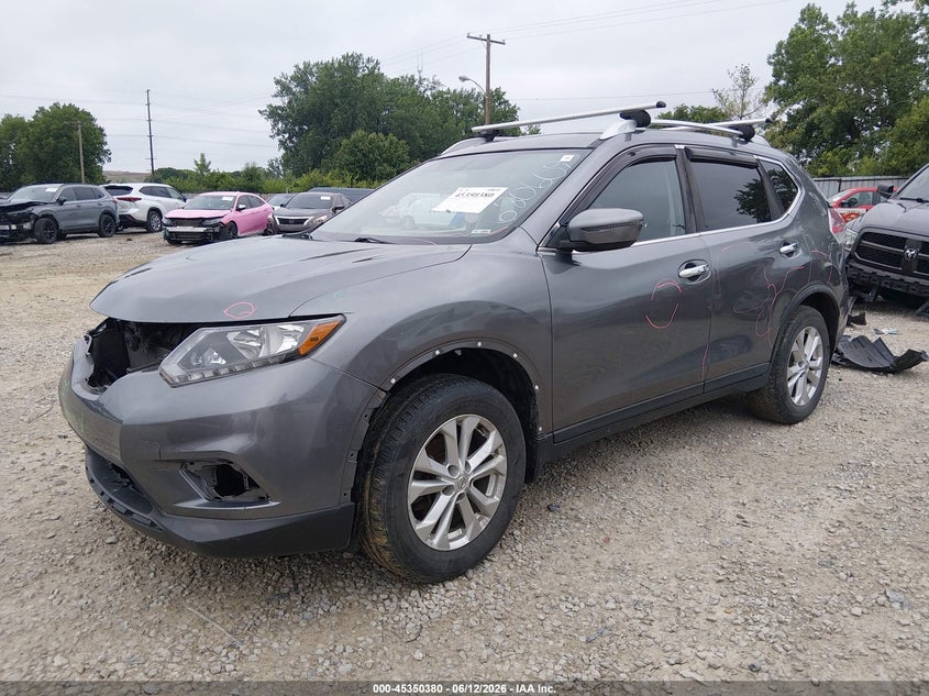2016 Nissan Rogue VIN KNMAT2MV0GP680609 IAAI salvage auction — FRONT & REAR, Salvage (Ohio), sold $700 on 2026-07-22 (photo 2)