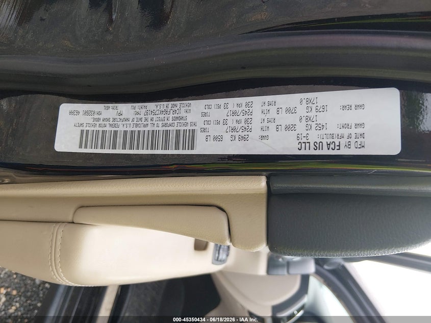 2019 Jeep Grand cherokee VIN 1C4RJFAG4KC754197 IAAI salvage auction — NORMAL WEAR, Sf97 (Maryland), sold $10,350 on 2026-07-31 (photo 9)