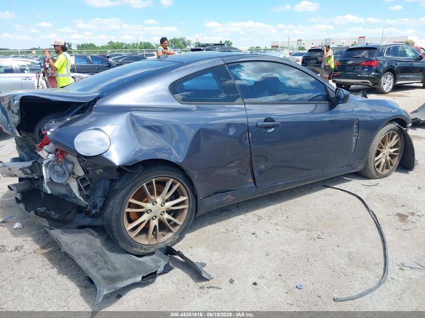 2009 Infiniti G VIN JNKCV64E59M606289 IAAI salvage auction — FRONT & REAR, Salvage (Texas), sold $250 on 2026-07-07 (photo 4)