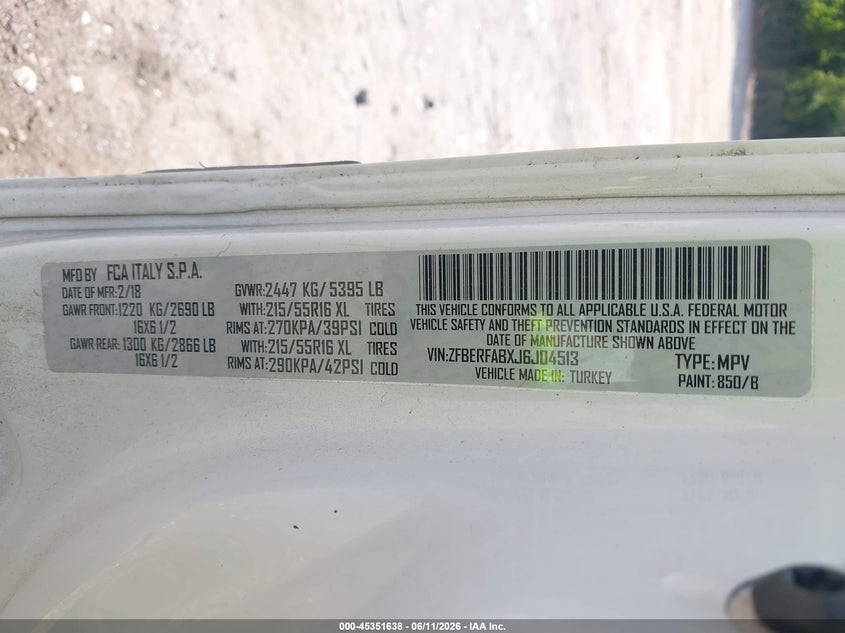 2018 Ram Promaster city VIN ZFBERFABXJ6J04513 IAAI salvage auction — LEFT FRONT, Salvage (Georgia), sold $1,925 on 2026-08-07 (photo 9)
