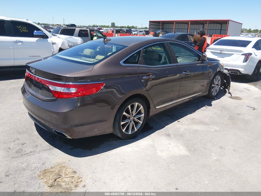 2015 Hyundai Azera VIN KMHFG4JG3FA483622 IAAI salvage auction — RIGHT FRONT, Salvage (Missouri), sold $25 on 2026-07-28 (photo 4)
