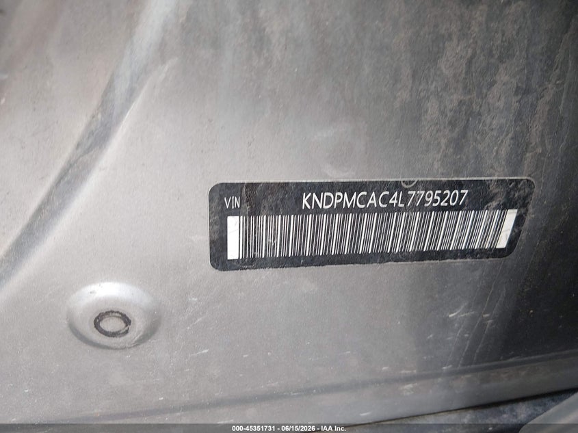 2020 Kia Sportage VIN KNDPMCAC4L7795207 IAAI salvage auction — THEFT, Wait Title, sold $4,750 on 2026-08-23 (photo 9)