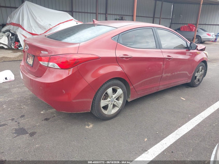 2013 Hyundai Elantra VIN KMHDH4AE1DU631782 IAAI salvage auction — LEFT FRONT, Salvage (Mississippi), sold $375 on 2026-07-23 (photo 4)