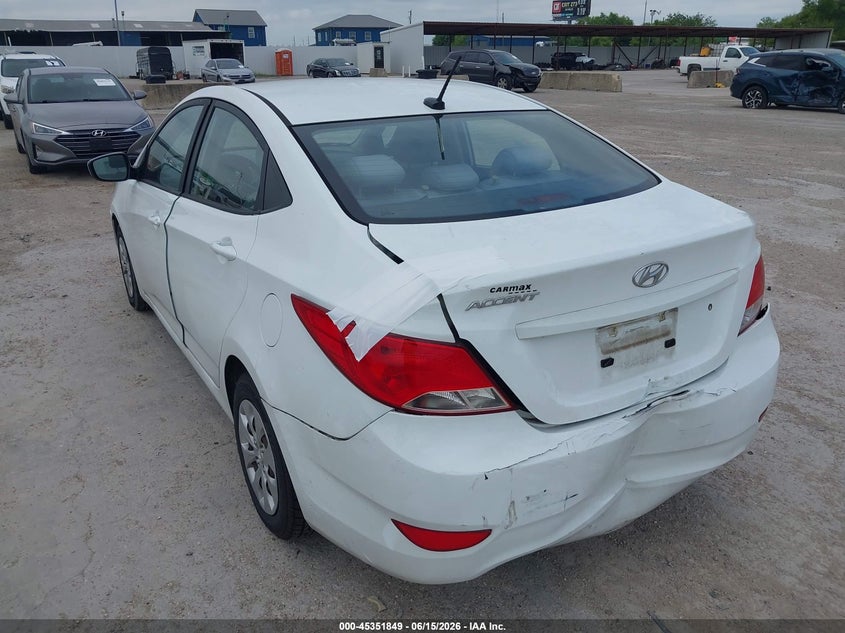 2017 Hyundai Accent VIN KMHCT4AE0HU237612 IAAI salvage auction — REAR END, Salvage (Texas), sold $2,050 on 2026-07-15 (photo 3)