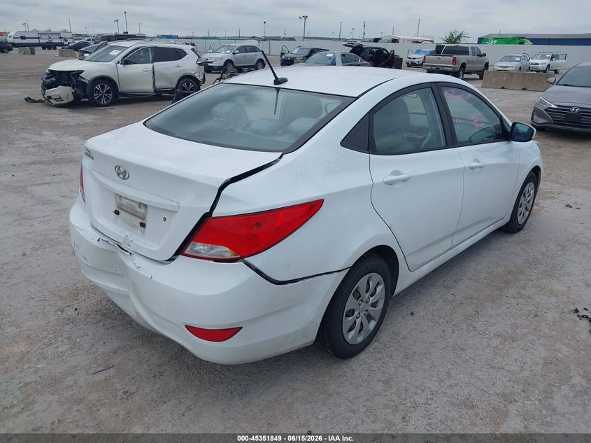2017 Hyundai Accent VIN KMHCT4AE0HU237612 IAAI salvage auction — REAR END, Salvage (Texas), sold $2,050 on 2026-07-15 (photo 4)