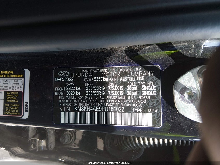 2023 Hyundai Ioniq 5 VIN KM8KN4AE9PU161022 IAAI salvage auction — REAR END, Salvage (Illinois), sold $10,800 on 2026-07-23 (photo 9)