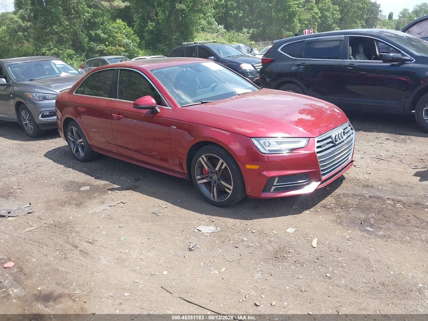 2018 Audi A4 VIN WAUENAF41JA021469 IAAI salvage auction — ENGINE DAMAGE, Mv-907A (New York), sold $1,550 on 2026-07-28 (photo 1)