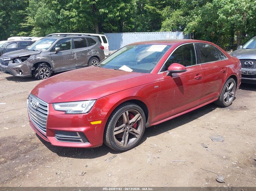 2018 Audi A4 VIN WAUENAF41JA021469 IAAI salvage auction — ENGINE DAMAGE, Mv-907A (New York), sold $1,550 on 2026-07-28 (photo 2)
