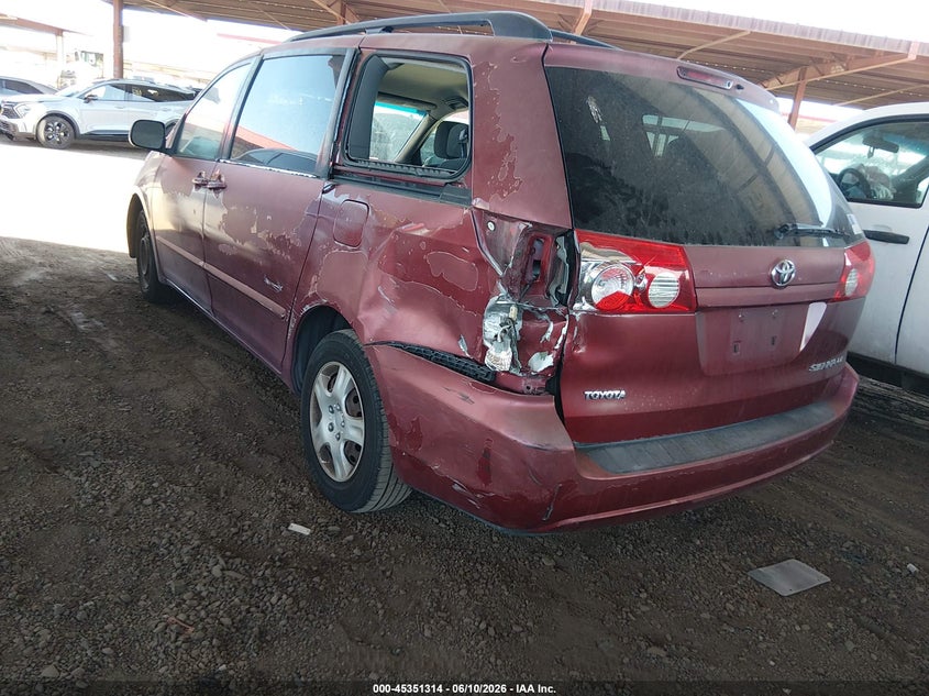 2010 Toyota Sienna VIN 5TDKK4CC6AS331759 IAAI salvage auction — LEFT REAR, Salvage (Arizona), sold $450 on 2026-07-21 (photo 3)