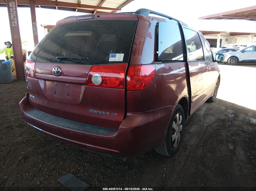 2010 Toyota Sienna VIN 5TDKK4CC6AS331759 IAAI salvage auction — LEFT REAR, Salvage (Arizona), sold $450 on 2026-07-21 (photo 4)