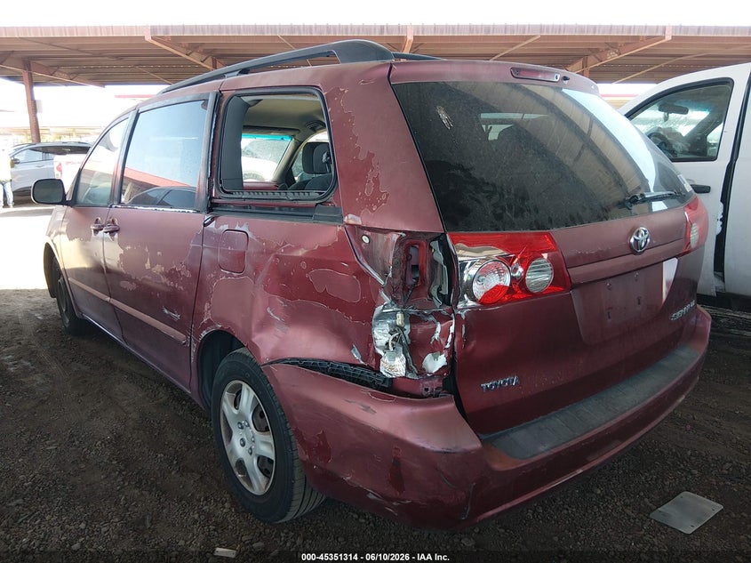 2010 Toyota Sienna VIN 5TDKK4CC6AS331759 IAAI salvage auction — LEFT REAR, Salvage (Arizona), sold $450 on 2026-07-21 (photo 6)