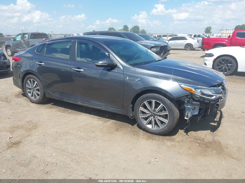 2019 Kia Optima VIN 5XXGT4L31KG376307 IAAI salvage auction — FRONT END, Salvage Title, sold $2,850 on 2026-07-29 (photo 1)