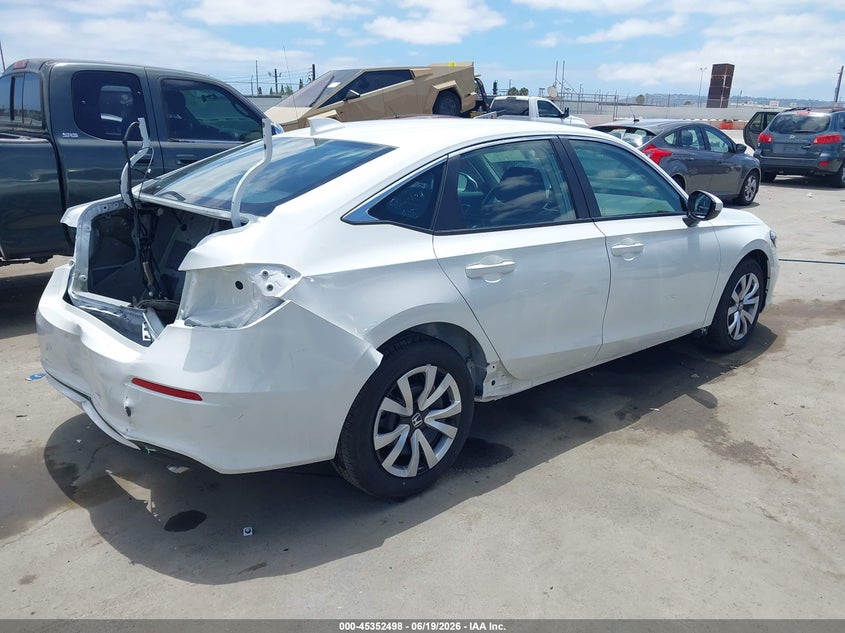 2026 Honda Civic VIN 2HGFE2F2XTH562392 IAAI salvage auction — REAR END, Salvage (California), sold $8,400 on 2026-08-06 (photo 4)