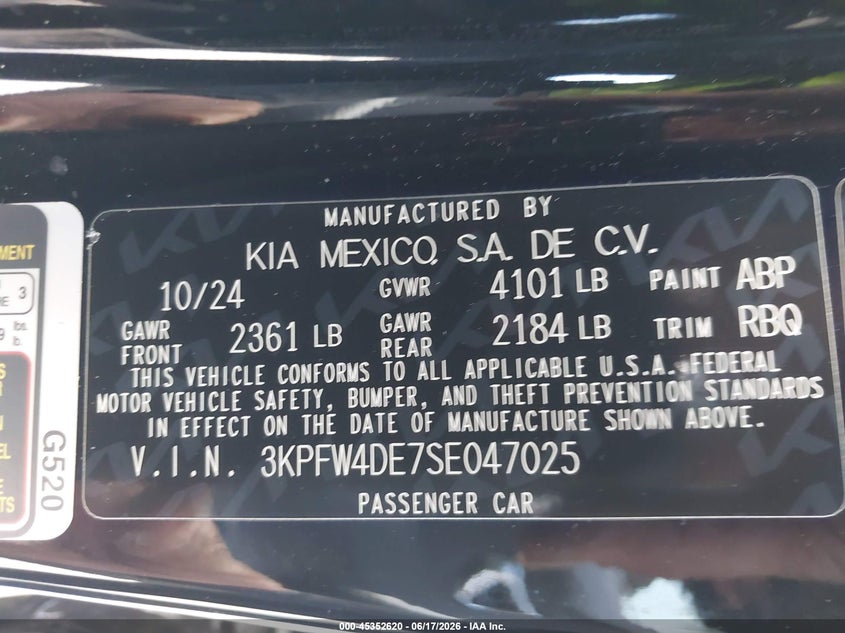 2025 Kia K4 VIN 3KPFW4DE7SE047025 IAAI salvage auction — SIDE, Original (Texas), sold $9,000 on 2026-08-21 (photo 9)