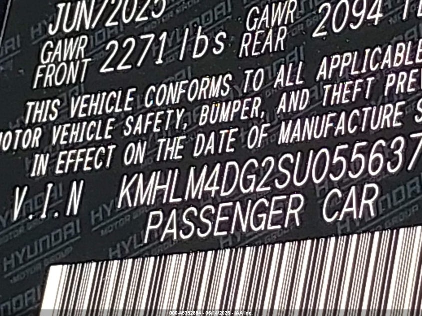 2025 Hyundai Elantra VIN KMHLM4DG2SU055637 IAAI salvage auction — REAR END, Salvage Title, sold $25 on 2026-07-21 (photo 9)