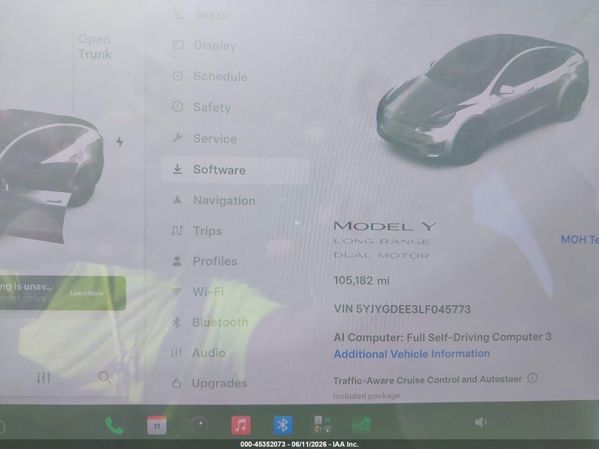 2020 Tesla Model y VIN 5YJYGDEE3LF045773 IAAI salvage auction — REAR END, Salvage Title, sold $5,900 on 2026-07-31 (photo 7)