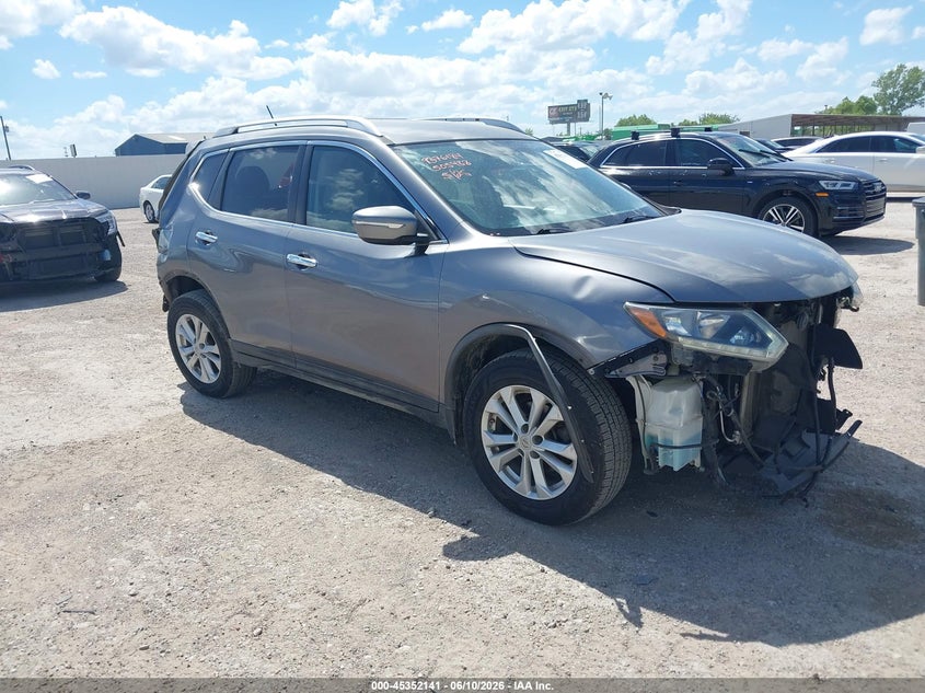 2015 Nissan Rogue VIN KNMAT2MTXFP505488 IAAI salvage auction — FRONT & REAR, Salvage (Texas), sold $725 on 2026-07-15 (photo 1)