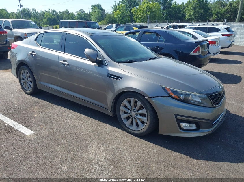 2014 Kia Optima VIN 5XXGN4A74EG273032 IAAI salvage auction — LEFT FRONT, Salvage (Mississippi), sold $600 on 2026-07-20 (photo 1)