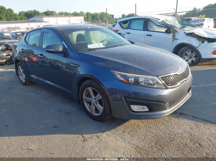 2015 Kia Optima VIN 5XXGM4A70FG438644 IAAI salvage auction — LEFT FRONT, Salvage (North Carolina), sold $650 on 2026-07-20 (photo 1)